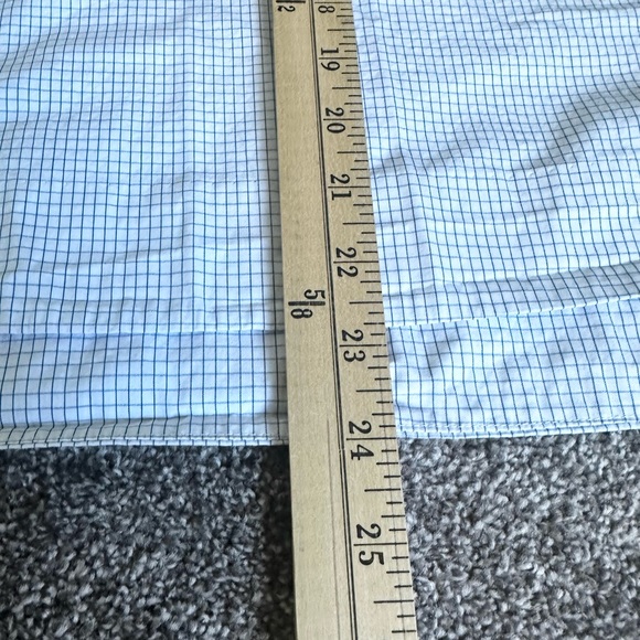 COS Women’s 3/4 Sleeve 1/4 Button Up Blue White Grid Print High Low Hem Size 6 - Picture 7 of 9